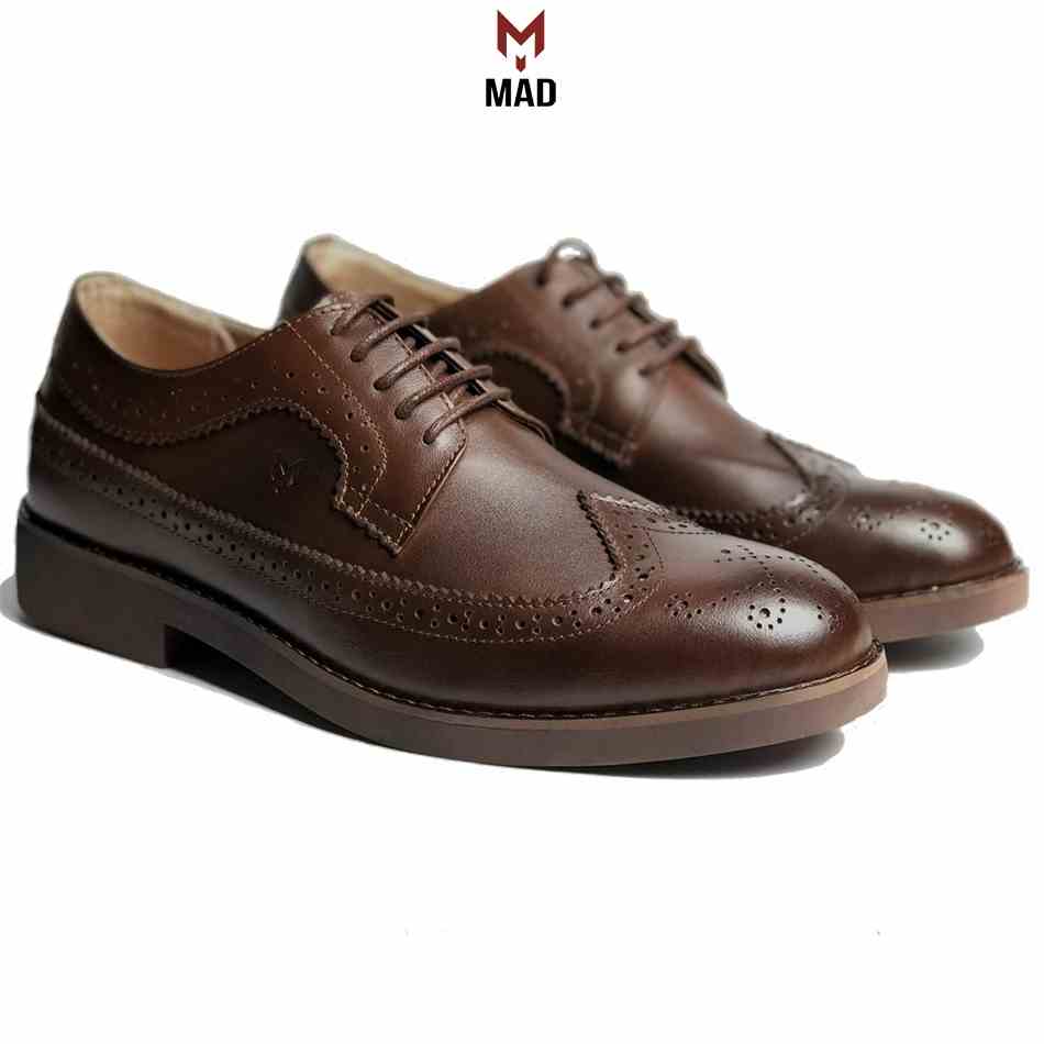 Giày tây derby brogues longwing MAD brown công sở nam da bò cao cấp thời trang chính hãng