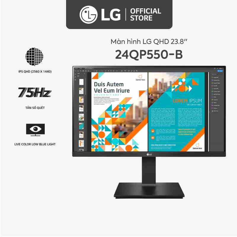 Màn hình LG 24QP550-B 238 QHD IPS 75Hz AMD FreeSync™ HDR10 sRGB 99%