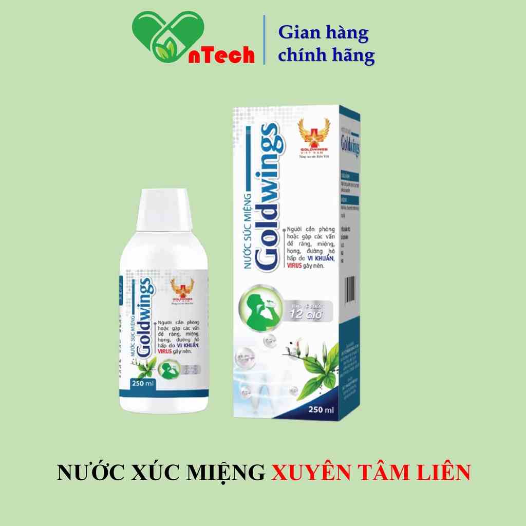 Nước xúc miệng GOLDWINGS chiết xuất xuyên tâm liên hỗ trợ ngăn ngừa các vấn đề về đường hô hấp do vi khuẩn virut 250ml