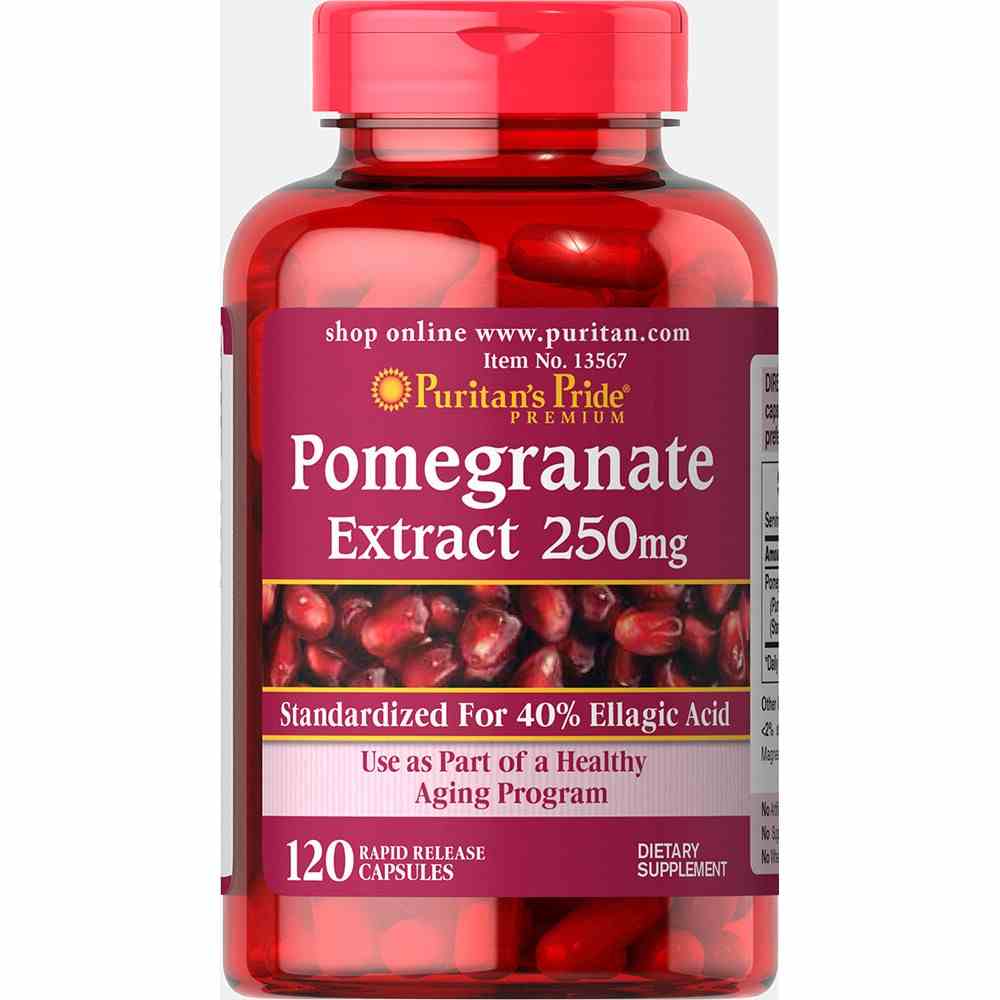 Viên uống đẹp da, chống lão hóa tăng cường sức khỏe tim mạch  Puritan Pride Pomegrate extract 250mg 120v