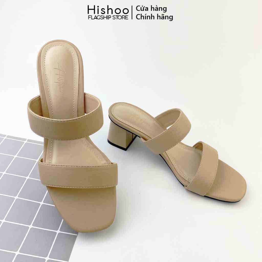 Giày Cao Gót 5cm Nữ Thời Trang Hishoo Đế Vuông Quai Ngang Cao Cấp S055