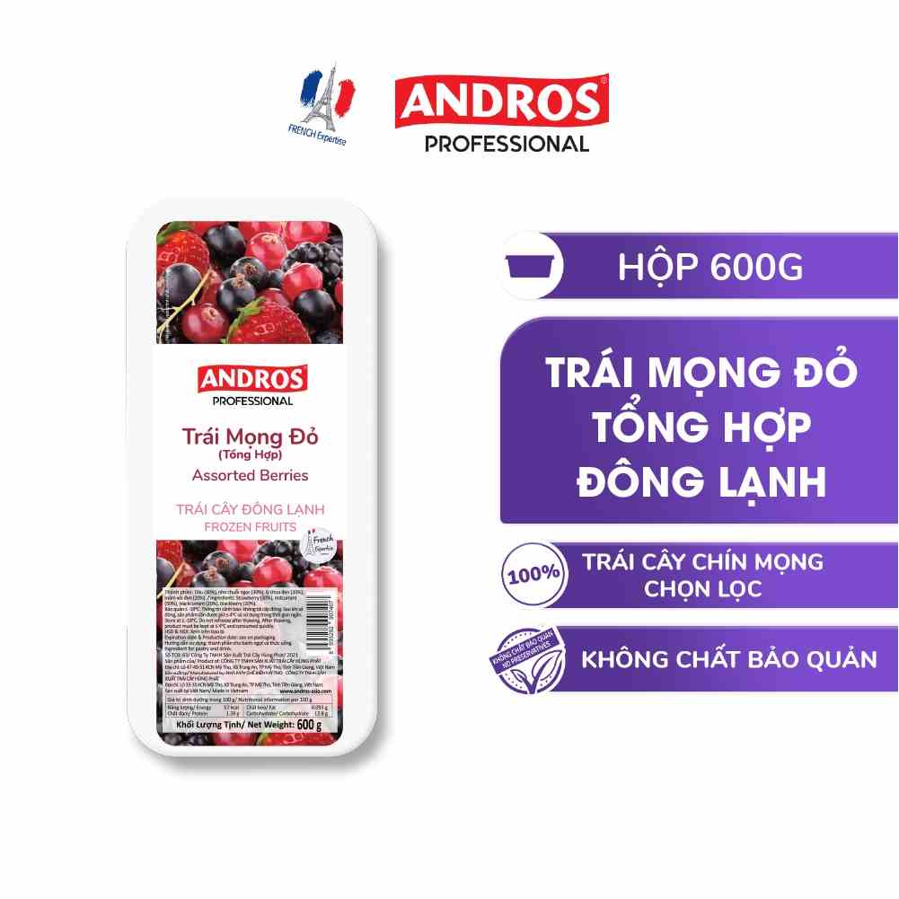 Trái Mọng Đỏ Tổng Hợp Đông Lạnh - Không chất bảo quản - Trái cây đông lạnh ANDROS IQF (Chỉ giao HCM)