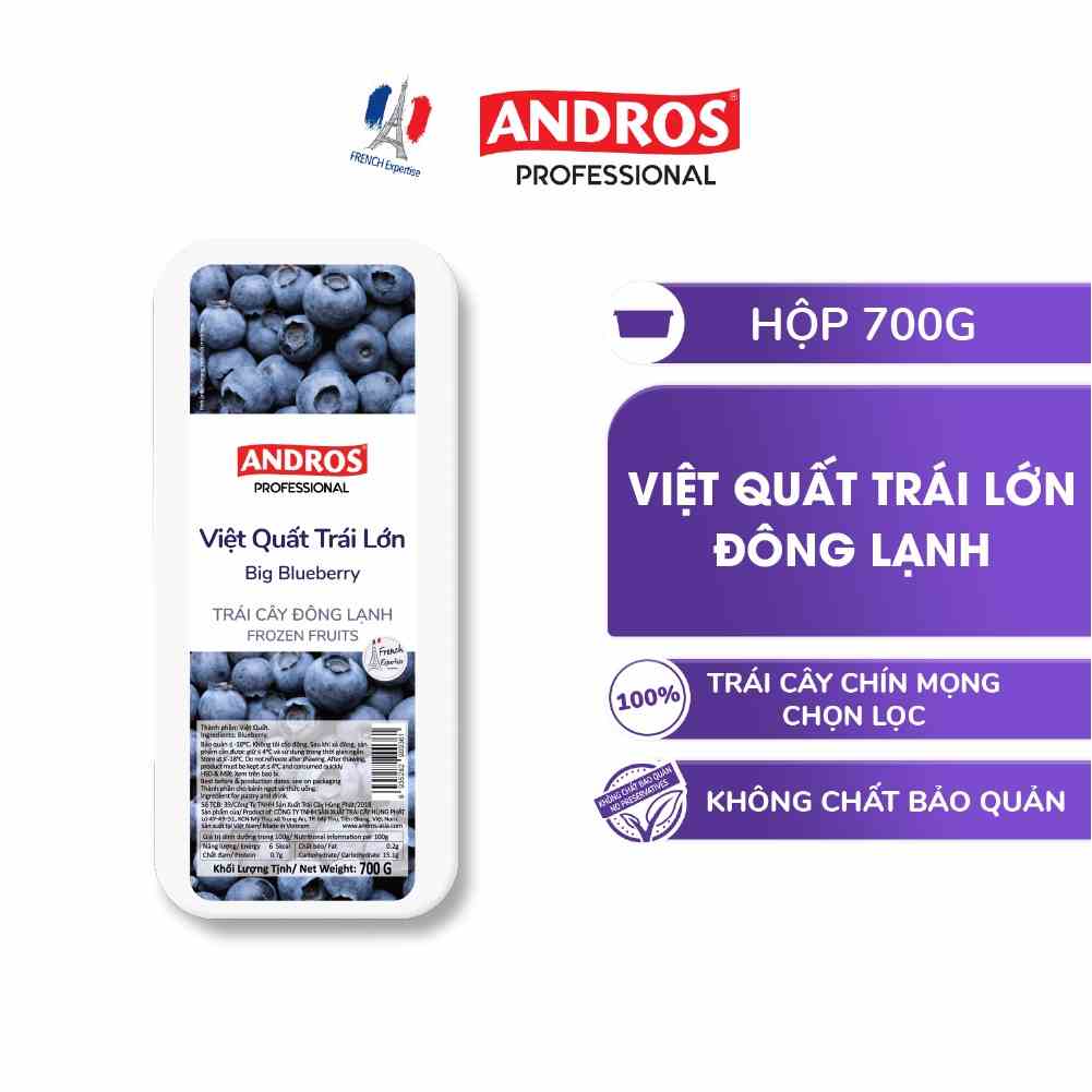 Việt Quất Trái Lớn Đông Lạnh - Không chất bảo quản - Trái cây đông lạnh ANDROS IQF - [Chỉ giao HCM]