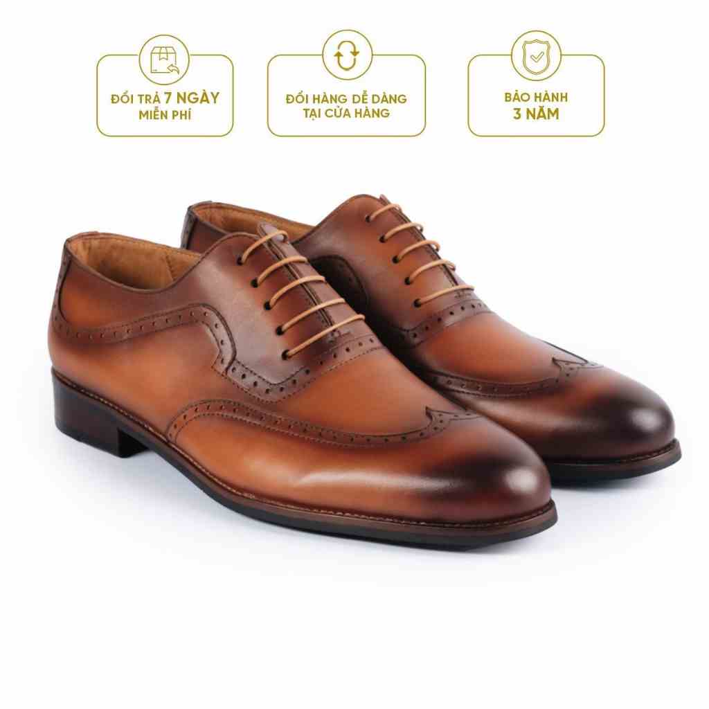 Giày Tây Cao Cấp WINGTIP BROGUES OXFORD - OF06 - Da Bò Ý Lót Trong Da Bò Mộc - Thương hiệu Be Classy