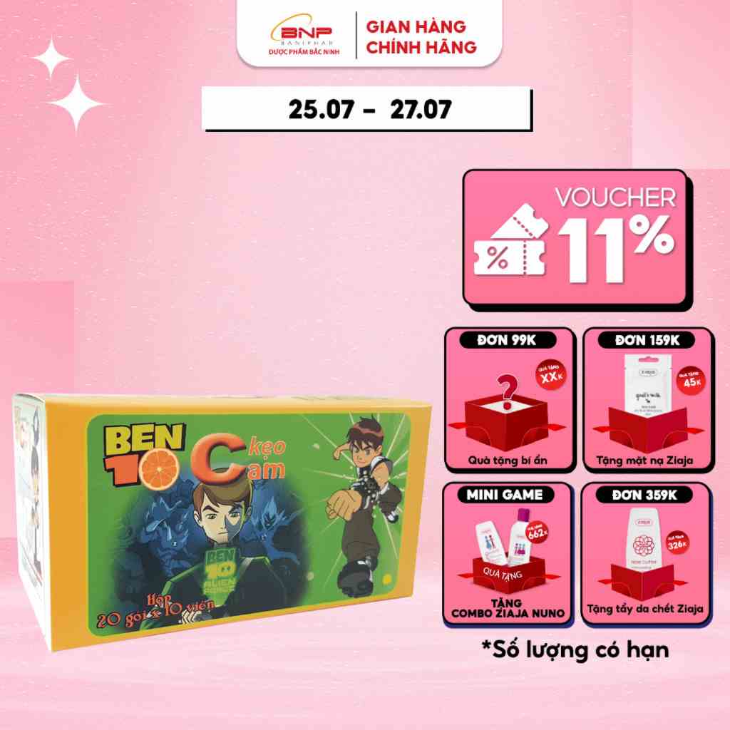 Viên kẹo ngậm bổ sung vitamin C vị cam ben 10 BANIPHAR 300gr