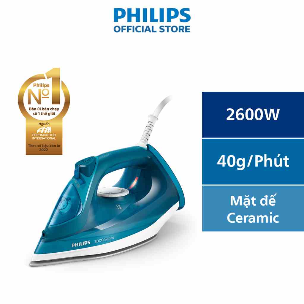 Bàn Ủi Hơi Nước PHILIPS DST3040 /70 |2600w|hơi phun tăng cường 200g - Hàng Chính Hãng