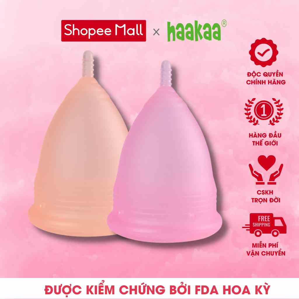 Cốc nguyệt san thân ngắn Flowcup Haakaa. Chất liệu silicone cao cấp, an toàn. Không chứa BPA, PVC và phthalate