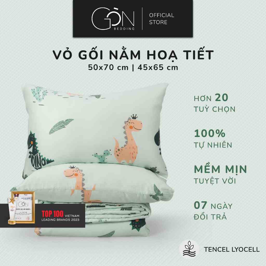 [Nhiều mẫu] 01 Vỏ Gối Nằm Gòn Bedding Lụa Tencel 60s 50x70 cm Họa Tiết