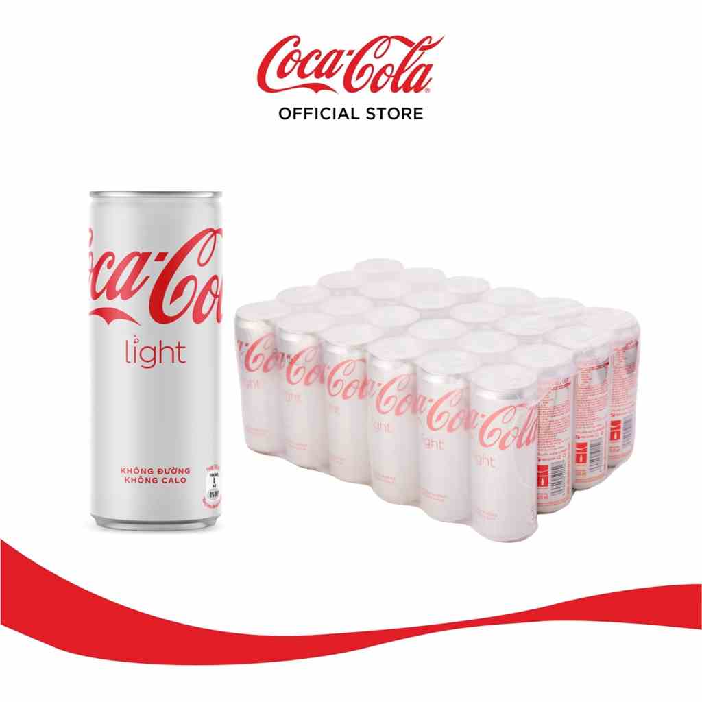 [GROFFWC -10% max 30k đơn 170k] Lốc 24 Lon Nước Giải Khát Không Đường Coca-Cola Light Lon 320ml