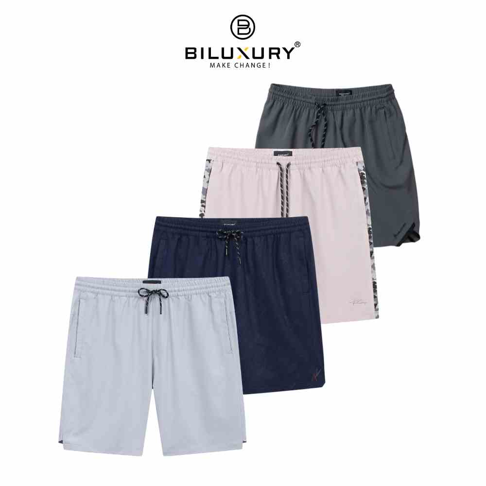 Quần Đùi Short Gió Nam T1 6QDGT003 Biluxury Chun Co Giãn Túi Có Khoá Kéo Thoáng Khí Mềm Mịn