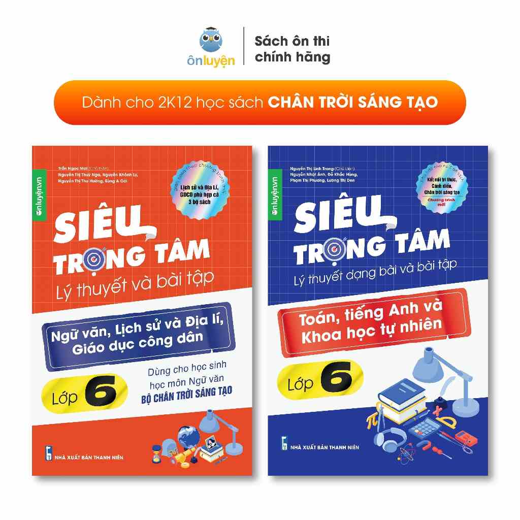 Lớp 6 (Bộ Chân Trời )- Combo 2 Sách Siêu trọng tâm TOÁN, TIẾNG ANH, KHTN và Văn, Khoa học xã hội lớp 6-Nhà sách Ôn luyện