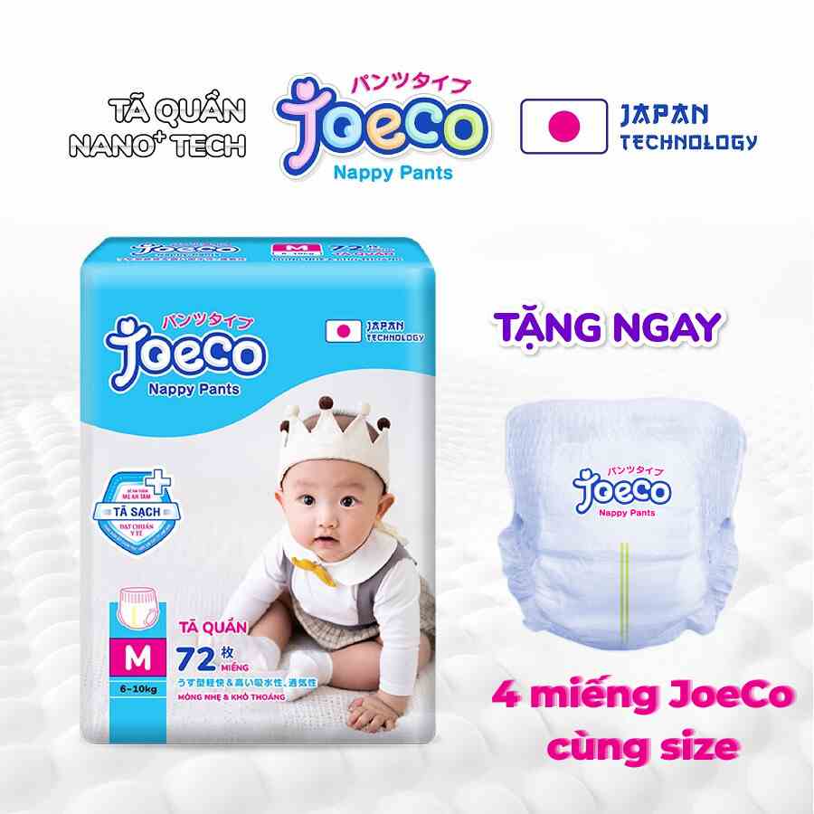 [Mã BMLTB35 giảm đến 35K đơn 99K] (Tặng 4 miếng) Tã quần JoeCo size M72/L66/XL60/XXL54