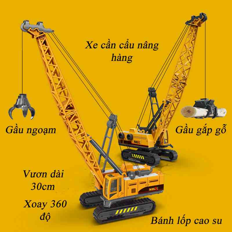 Đồ chơi xe cần cẩu nâng hàng KAVY nhiều mẫu gầu nâng hạ, chất liệu nhựa ABS an toàn, xoay 360 độ