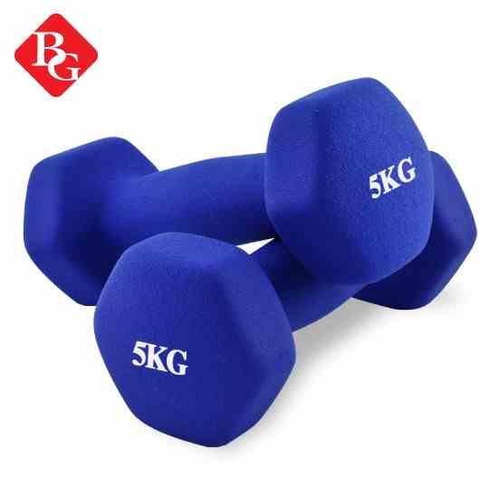 BG Cặp tạ tay lõi thép đặc bọc cao su nhám  5KG BLUE thái lan tập Gym