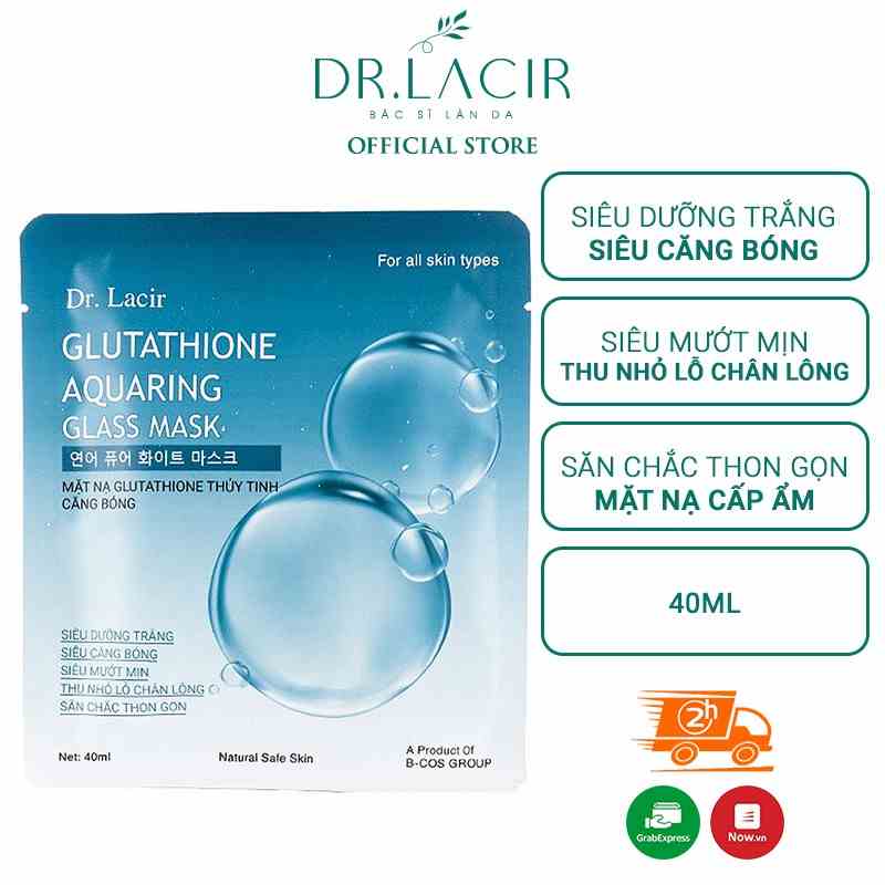 Mặt Nạ Thuỷ Tinh Glutathione Căng Bóng Dr.Lacir - Căng Bóng Mướt Mịn Và Trắng Da (Hộp 3 Miềng) DR14