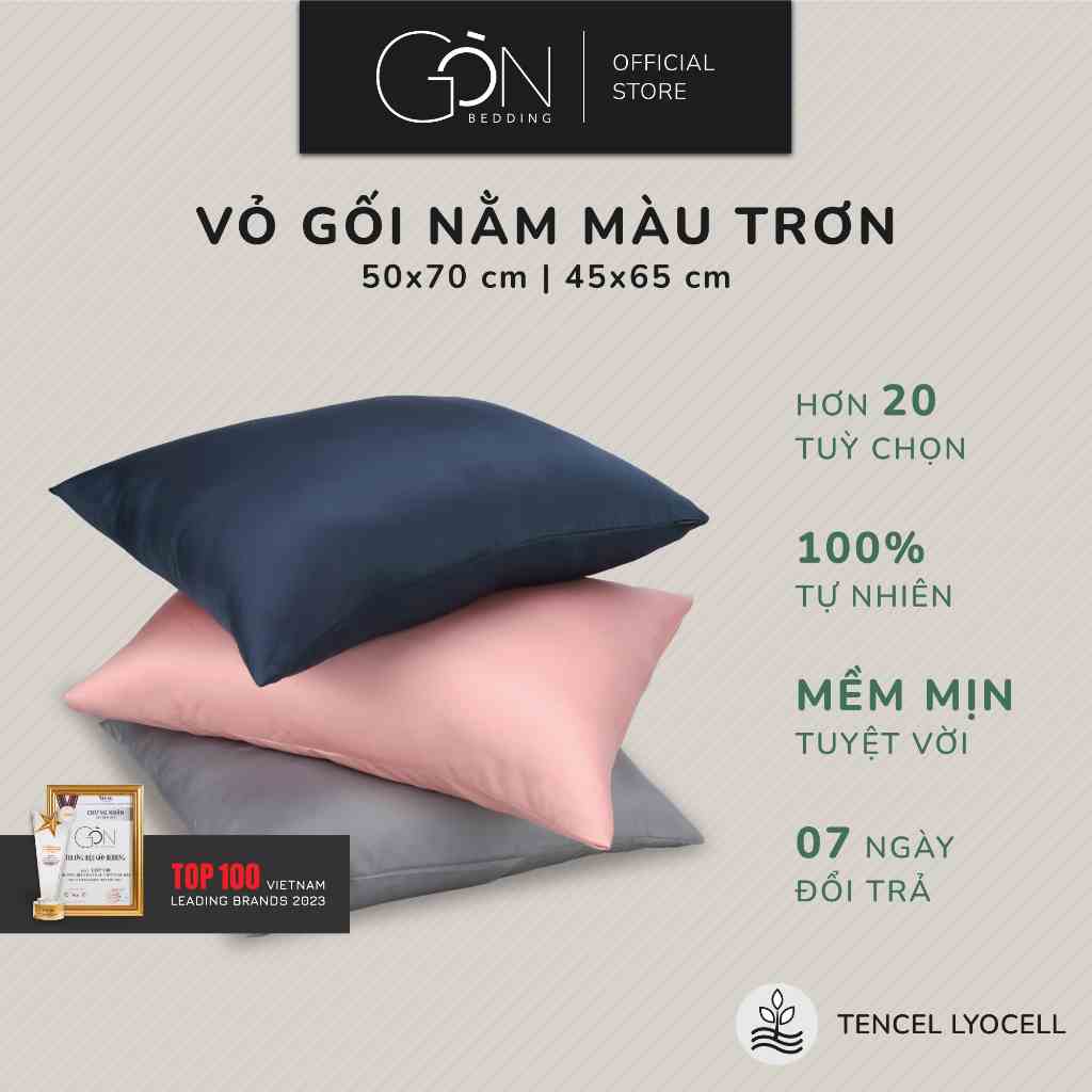 [Nhiều màu] 01 Vỏ Gối Nằm Gòn Bedding Lụa Tencel Satin 60s Cao Cấp Màu Trơn 50x70 cm