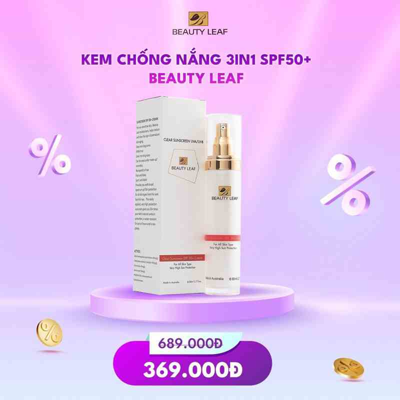 [Mã BMLT35 giảm đến 35K đơn 99K] [GOLDEN HEALTH] Kem chống nắng Beauty Leaf Clear Sunscreen UVA/UVB SPF 50+ (chai 80ml)