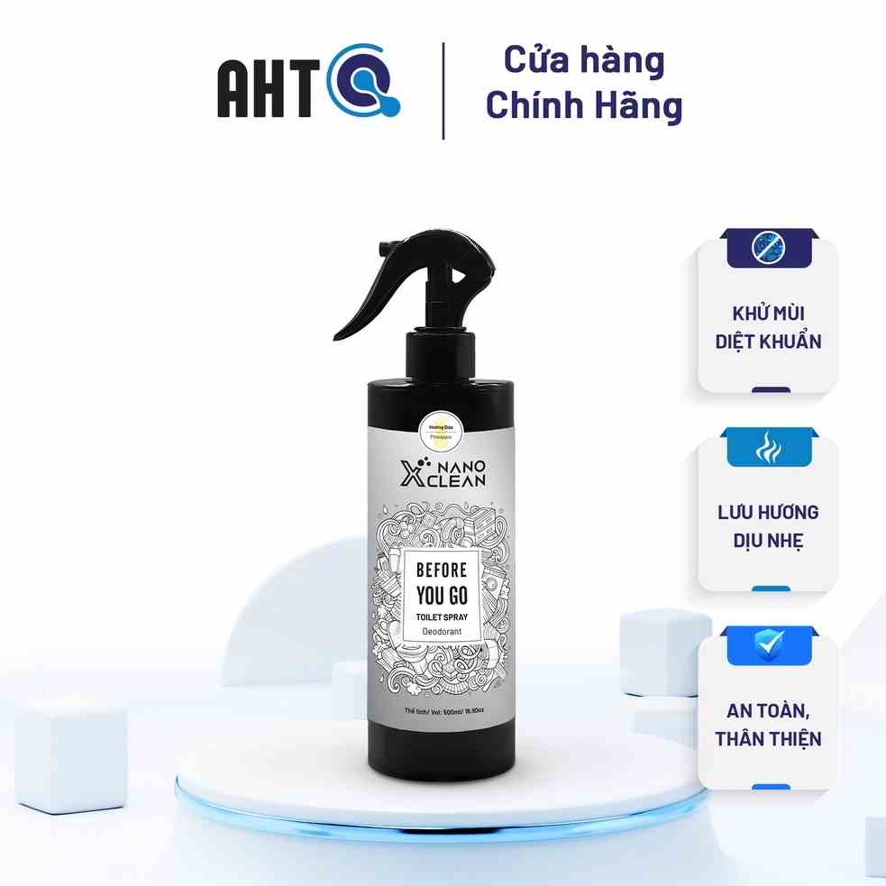 CHAI XỊT DIỆT KHUẨN KHỬ MÙI BỒN CẦU TOILET NHÀ VỆ SINH-NANO XCLEAN TOILET SPRAY 500ML-HƯƠNG SẢ CHANH-NANO BẠC AHT CORP