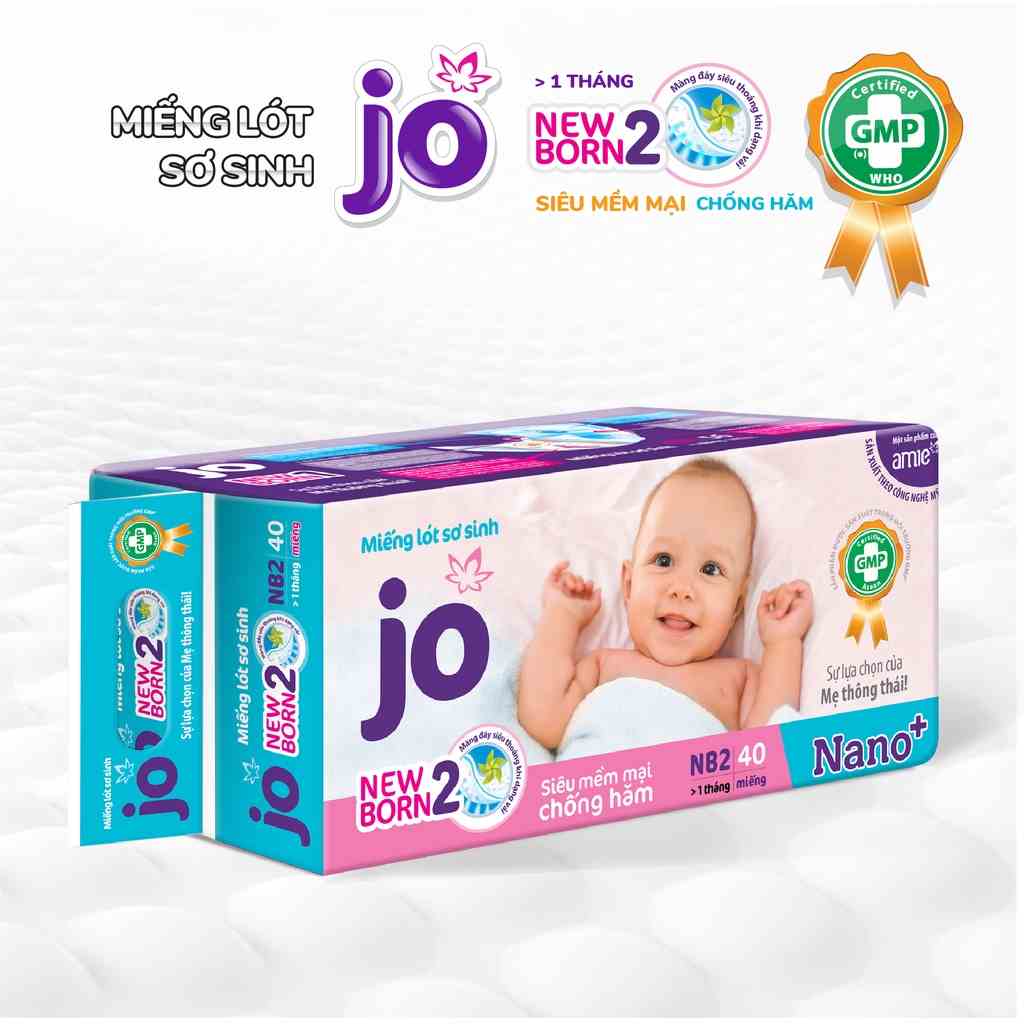 [Mã BMLTB35 giảm đến 35K đơn 99K] Combo 2 bịch Miếng lót sơ sinh JO Newborn 2 - 40 miếng (Trên 1 tháng)