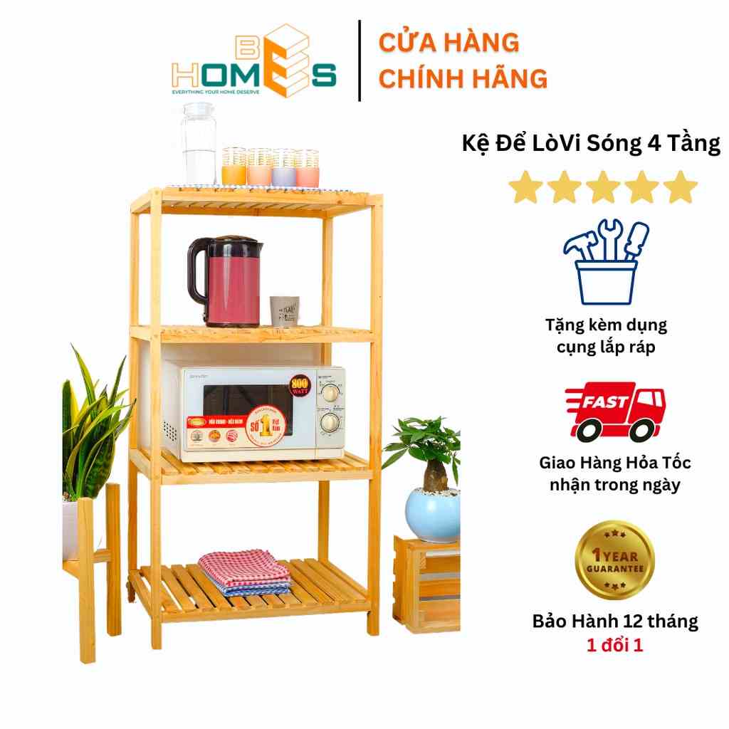 [Mã BMLTB35 giảm đến 35K đơn 99K] Hỏa Tốc Kệ Lò Vi Sóng Behomes 4 Tầng