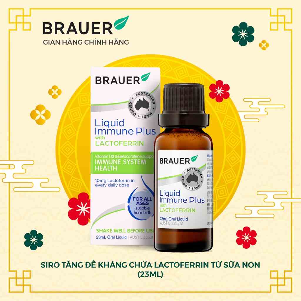 Siro BRAUER Lactoferrin - Hỗ trợ Tăng đề kháng từ sữa non (23ml)