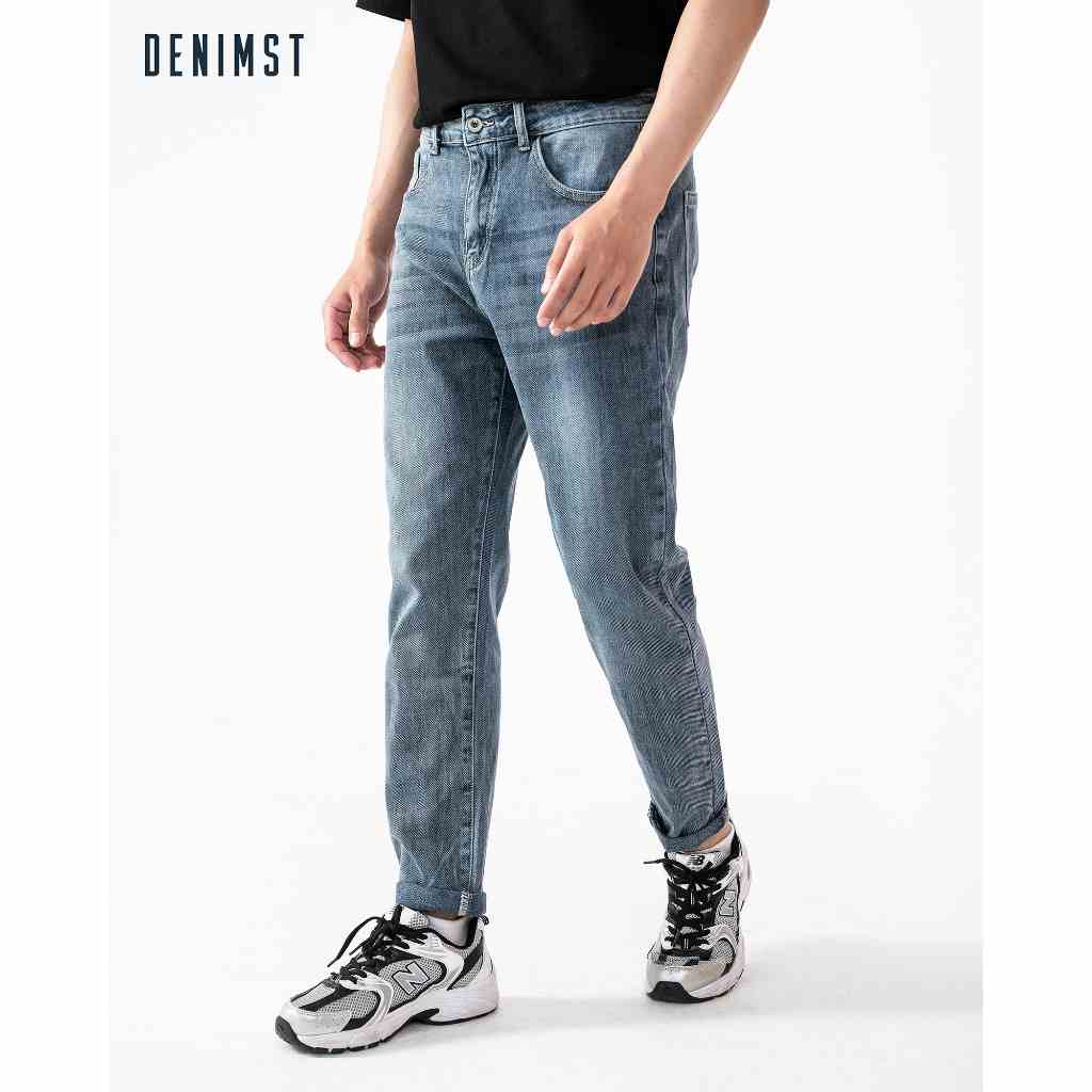 Quần Jeans Nam Xanh Trơn Cao Cấp DENIMST Form Ôm Vừa Dáng Carrot Fit 3506