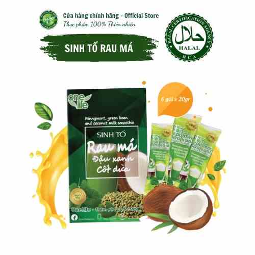 Halal Bột Sinh Tố Rau Má Đậu Xanh Cốt Dừa ONELIFE Hộp 108gr thanh mát, giải nhiệt thơm ngon