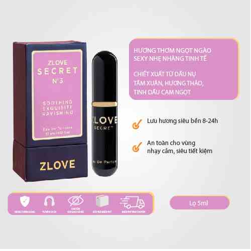 ZLVS3-Nước Hoa Vùng Kín ZLOVE SECRET Eau De Parfum Cá Tính Ngọt Ngào Gợi Cảm Lưu Hương 8h [Hàng Chính Hãng]