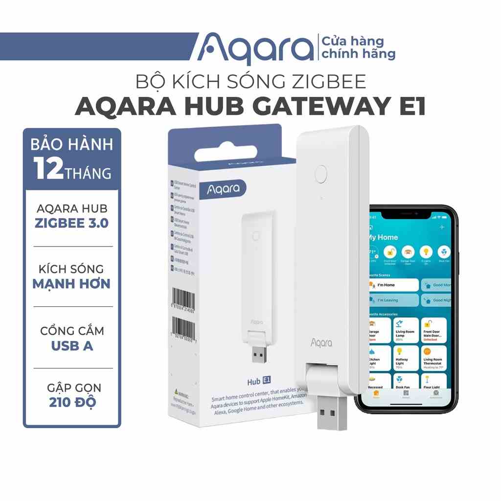 Aqara Hub E1 bản Quốc Tế - Điều khiển trung tâm Zigbee 3.0 dạng USB nhỏ gọn, có thể gập lại, hỗ trợ Apple Homekit