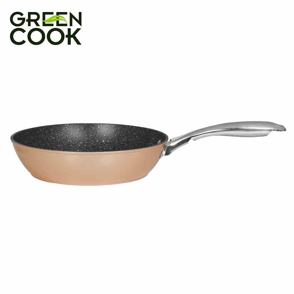 Chảo đáy từ vân đá hoa cương chống dính Green Cook GCP08 sâu lòng tay cầm inox chống bỏng chắc chắn