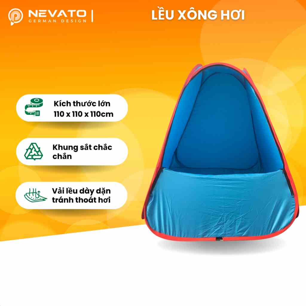 Lều Xông Hơi Cao Cấp Tự Bung Giữ Nhiệt Nevato Kích Thước 110cm x 110cm x 110cm