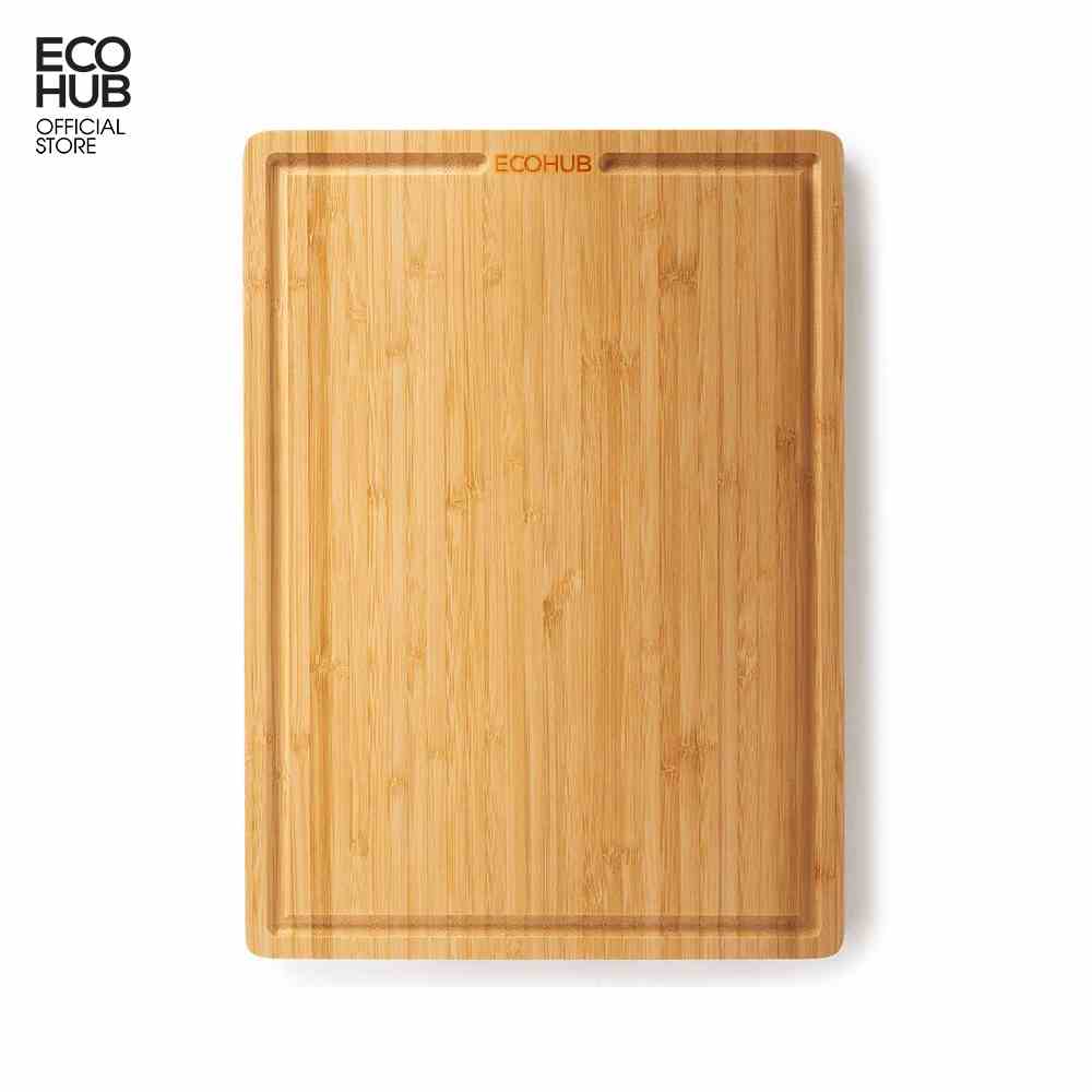 Thớt gỗ tre tự nhiên ECOHUB có tay cầm chặt, thái thoải mái | EH099 (Bamboo Cutting Board)