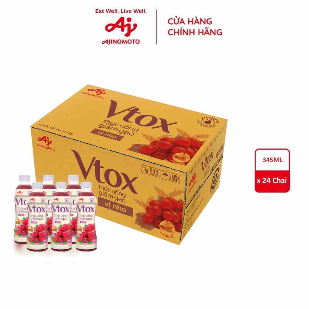 Thùng Thức uống giấm gạo Vtox - Vị Nho (24 chai/345ml)