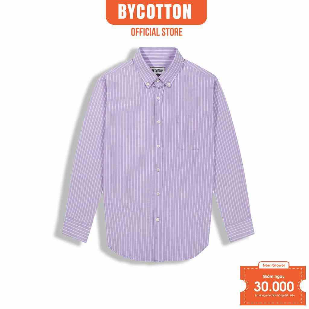 [Mã BYCOSM30 giảm 30% đơn 0K] Áo Sơ Mi Nam Dài Tay Tím Phối Sọc BY COTTON Purple Stripes Oxford