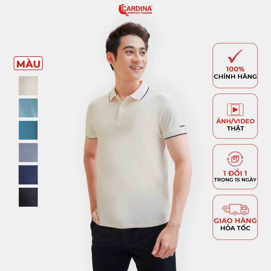 Áo Polo Nam 𝐂𝐀𝐑𝐃𝐈𝐍𝐀 Chất Thun Lạnh Cao Cấp Áo Cổ Bẻ Phối Màu Cộc Tay Mềm Mại 3APM03