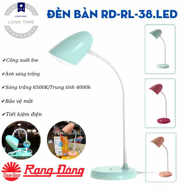 Đèn học để bàn chống cận RL 38 Rạng Đông 6W , Đèn bàn RD-RL-38.LED kèm bóng chip Led, Bảo hành 12 tháng