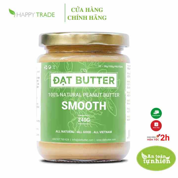 [Mã BMLTB200 giảm đến 100K đơn 499K] Bơ đậu phộng nguyên chất xay mịn Đạt Butter (240g)