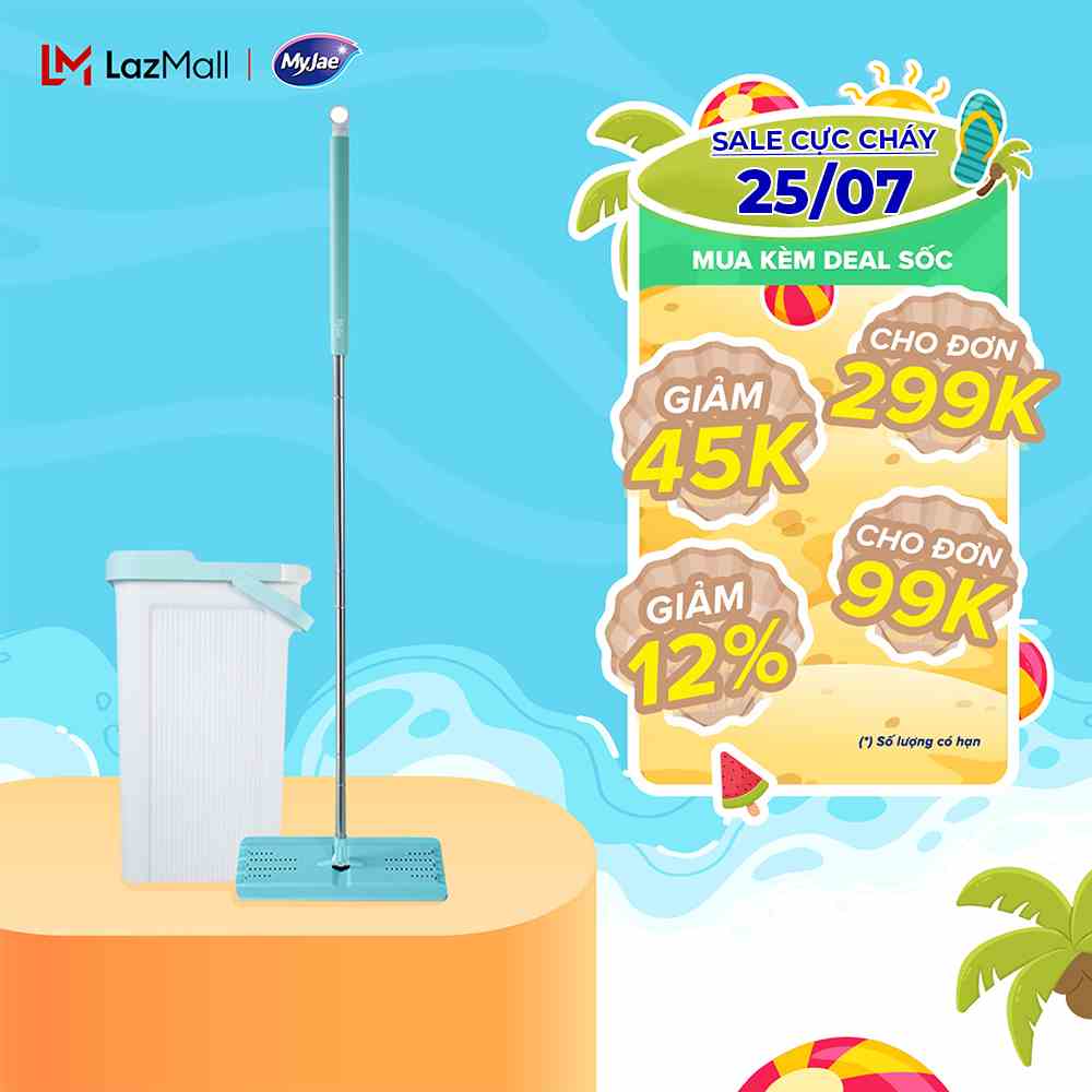 [Voucher 12% - đơn từ 0Đ]Bộ Lau Nhà MyJae Đài Loan Sợi Fiber Xoay 360 Độ Thông Minh 125cm