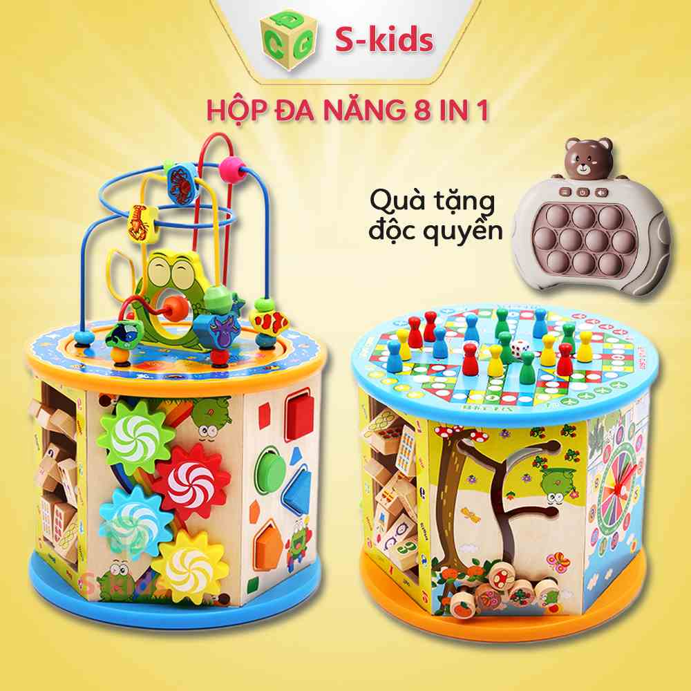 Đồ Chơi Gỗ S-kids, Hộp đa năng 8 in 1 cho bé phát triển toàn diện các kỹ năng