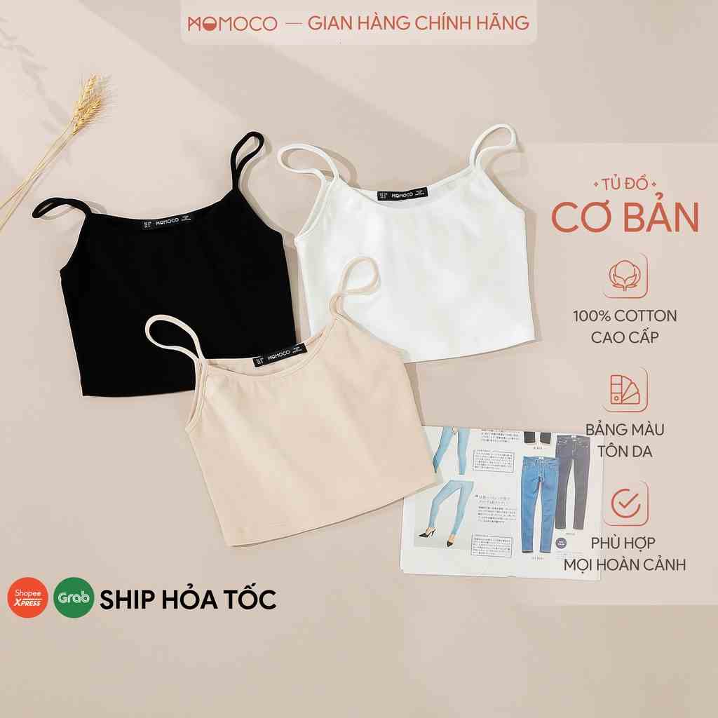 Áo hai dây 100% Premium Cotton MOMOCO dáng ôm chất thun cotton co giãn 4 chiều M2905