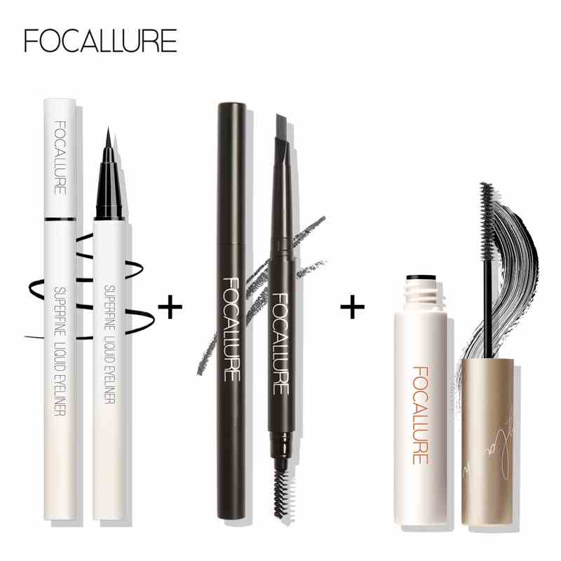 Bộ trang điểm FOCALLURE gồm bút kẻ mắt nét mỏng + chì kẻ mày lâu trôi + mascara chống thấm nước