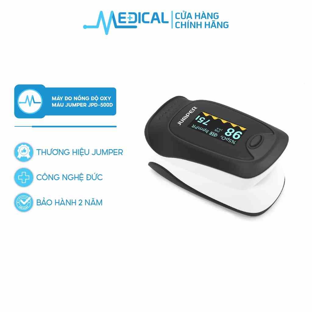 Máy đo nồng độ oxy máu JUMPER JPD-500D OLED, SPO2, PR, PI (FDA hoa kỳ chứng nhận) - MEDICAL