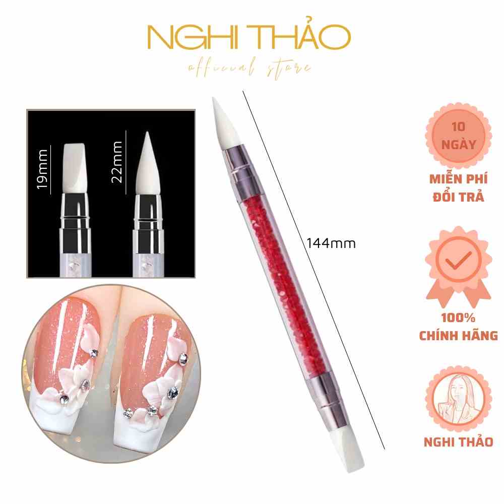 Bút silicon 2 đầu NGHI THẢO miết sticker, nặn gel làm hoa