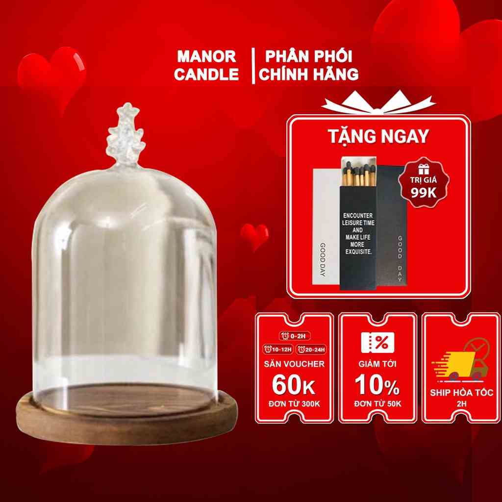 Chụp Thuỷ Tinh Bến Thơm Manor Candle 12x18cm Có Gắn Đèn Led, Manor Candle