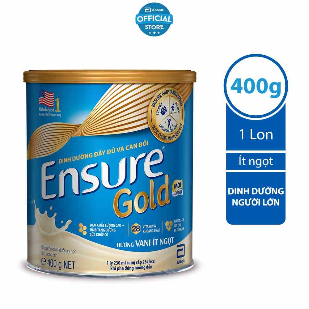 Sữa bột Ensure Gold Abbott ít ngọt (HMB) 400g