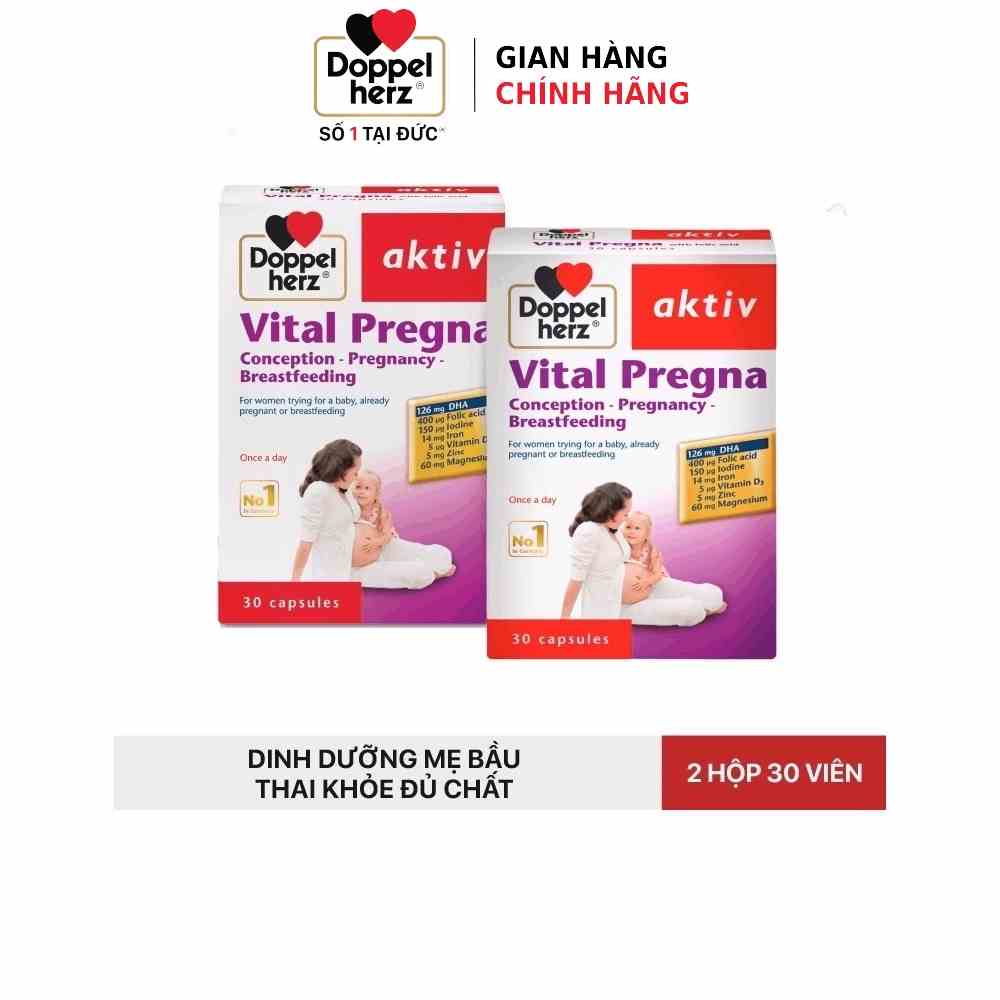 Combo 02 hộp viên uống bổ sung Vitamin và khoáng chất cho bà bầu Doppelherz Aktiv Vital Pregna (02 hộp, 30 viên/hộp)