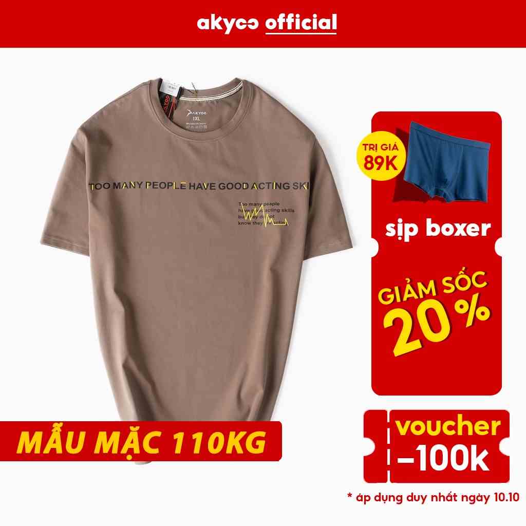 Áo Thun Bigsize Nam 80-140kg AKYOO vải Cotton Co giãn, Bền màu, Thấm hút mồ hôi - AT110322