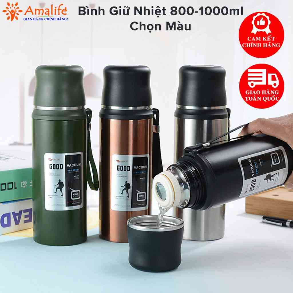 Bình Giữ Nhiệt Good 800-1000ML Thể Thao 12 Tiếng Làm Từ Inox 304 An Toàn Tuyệt Đối Chọn Màu Có Nút Nhấn Hãng Amalife