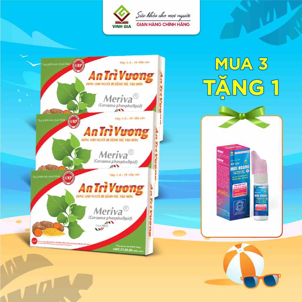 Combo 3 Hộp Viên Uống An Trĩ Vương Giúp Co Búi Trĩ, Giảm Sưng Đỏ Và Đau Rát Hậu Môn, Hạn Chế Táo Bón 30 Viên/Hộp