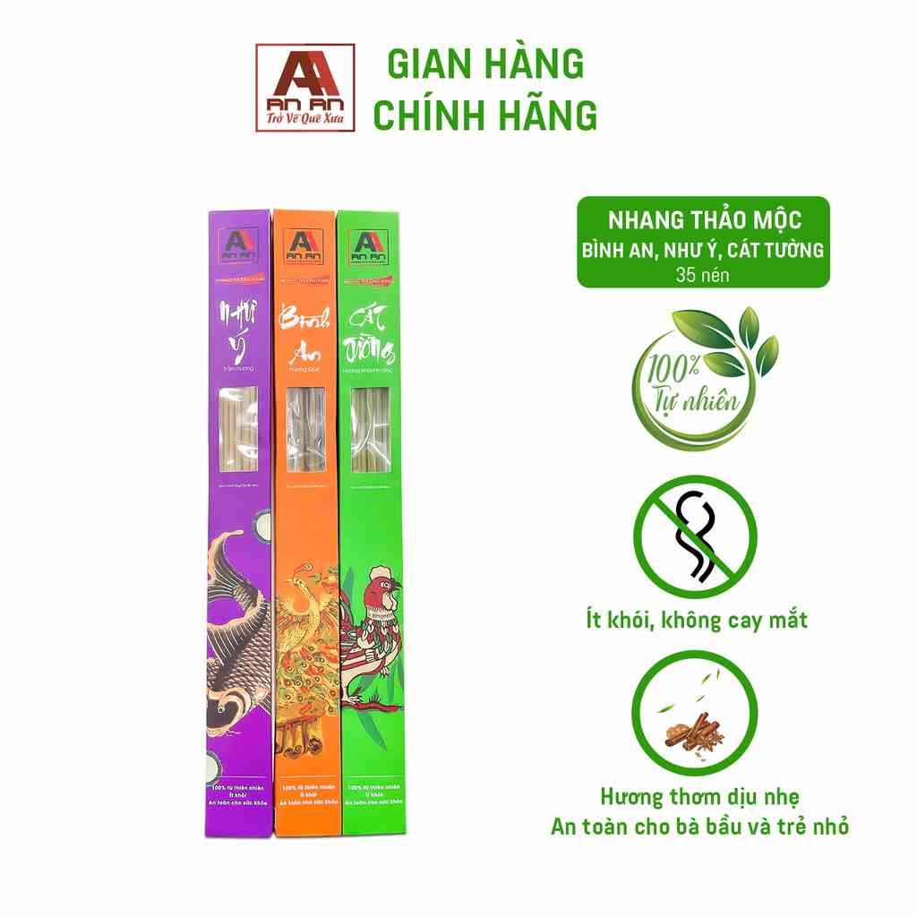 Nhang Sạch Cao Cấp AN AN, hộp tiện lợi 36 nén kích thước dài 38cm, mang tài lộc đến mọi nhà.